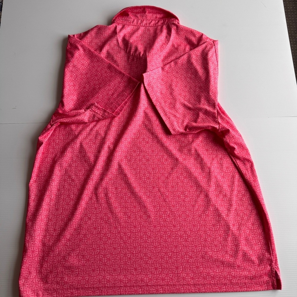 Callaway Mens XXL Opti-Dri Polo Shirt Pink Geometric Pattern Short Sleeve Golf - Picture 5 of 7